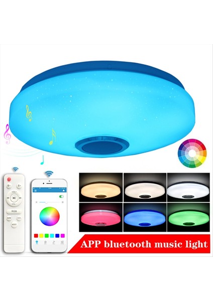 Rgb Bluetooth Hoparlör ile Uzaktan Kumandalı 12 Inç Tavan Işığı 24W LED Floş Montaj Duş Lambası Fikstürü Ab Fişi (Yurt Dışından) fiyatları