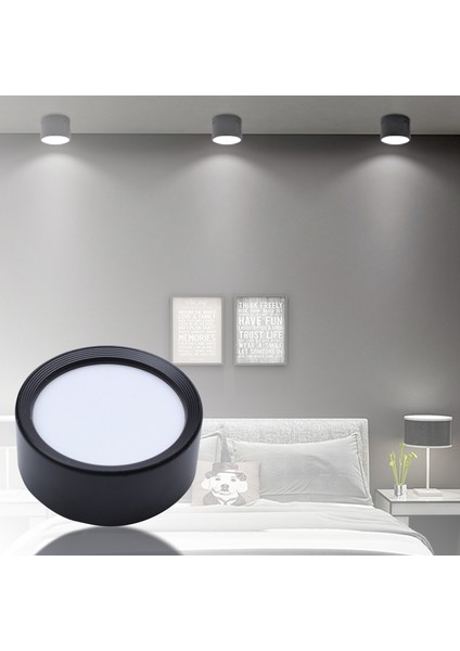 Yuvarlak Yüzeye Monte Edilmiş LED Downlight Tavan Lambaları Spot Işık 220V Tavan Lambaları Ultra Ince Sürücüsüz Tavan Armatürleri Aydınlatma Nötr Işık 4000K 5W Siyah Kabuk (Yurt Dışından) indirimleri