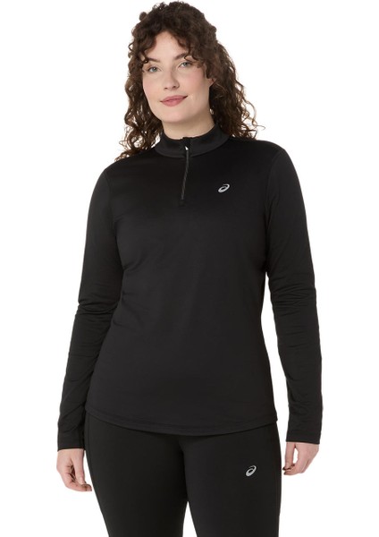 Asics Core Ls 1/2 Zip Winter Top Kadın Black/pure Silver Uzun Kollu Tshirt 2012D294-001