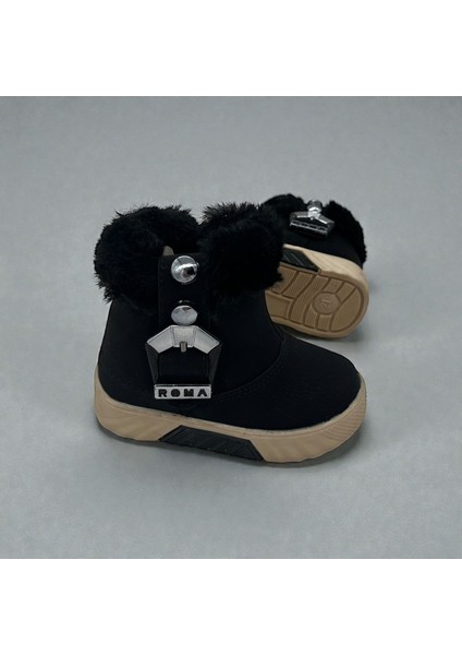 Unısex Çocuk Kaymaz Taban Tüy Detaylı Bot