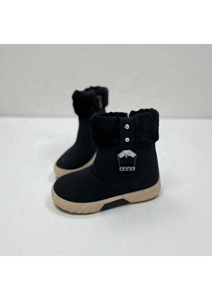 Unısex Çocuk Kaymaz Taban Tüy Detaylı Bot
