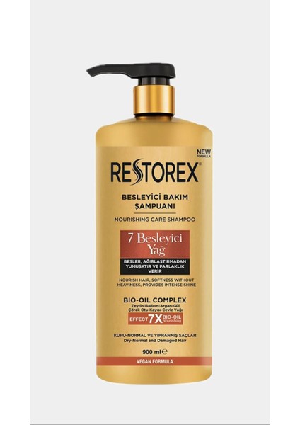 Restorex Besleyici Bakım Şampuanı 900 ml - 7 Besleyici Yağ Göz Alıcı Parlaklık Ipeksi Yumuşaklık