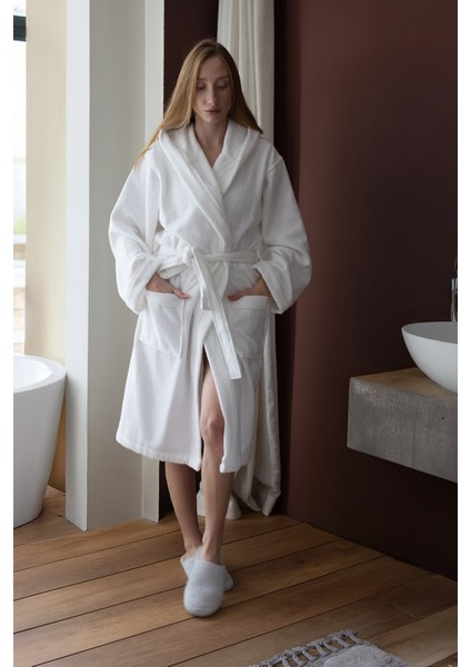 Miro %100 Pamuk Kadın Bornoz Beyaz