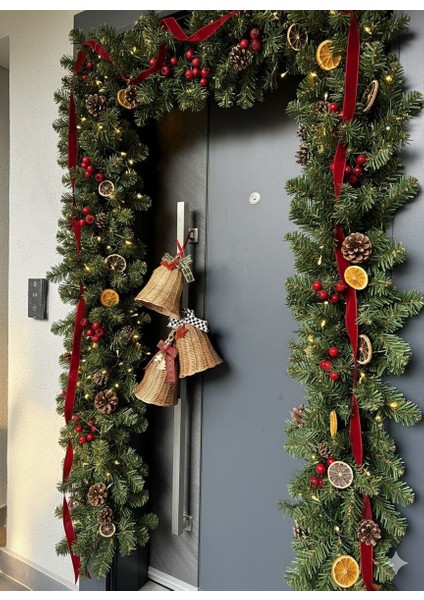 Üçlü Set Rattan Bambu Çan Kapı Süsü Yılbaşı (Ceviz Renk) fiyatları