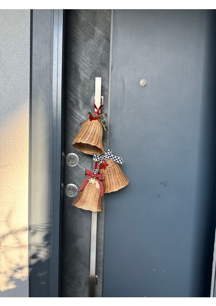 Üçlü Set Rattan Bambu Çan Kapı Süsü Yılbaşı (Ceviz Renk) modelleri
