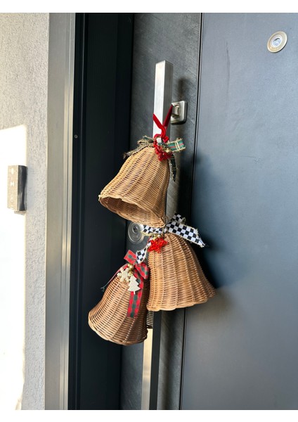 Üçlü Set Rattan Bambu Çan Kapı Süsü Yılbaşı (Ceviz Renk) fırsatları