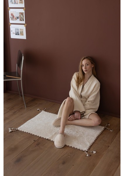 Loom 4 Katlı Çoban Dikşili Kadın Bornoz Kum Bej fırsatları