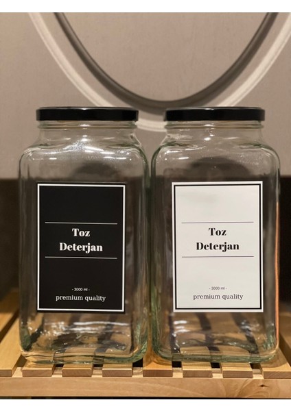 Turuncu ve Beyaz Etiketli Ikili Cam Kavanoz, 3000 ml Toz Deterjan Seti fiyatları