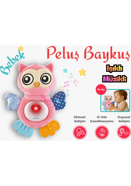 Sesli ve Işıklı Bebek Yatıştırıcı Baykuş Peluş Oyuncak