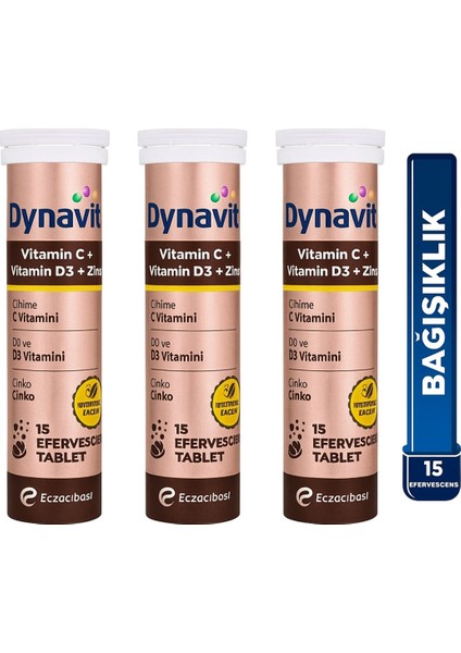 Vitamin C + Vitamin D3 + Çinko Zinc Tablet X3