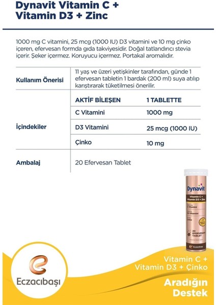 Vitamin C + Vitamin D3 + Çinko Zinc Tablet X3 modelleri