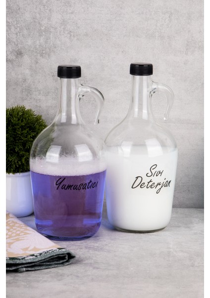 2'li Cam Deterjan ve Yumuşatıcı Seti, Saklama Kabı, 1500ML