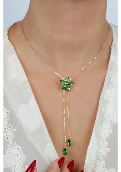 Kristal Taşlı Çiçek Figür Asansör Çelik Kolye fiyatları