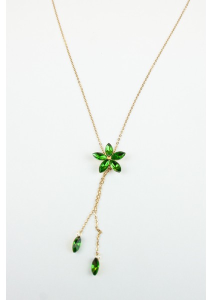 Kristal Taşlı Çiçek Figür Asansör Çelik Kolye fırsatları