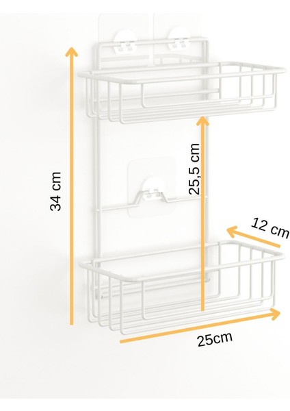 2 Katlı Yapışkanlı Banyo Duş Rafı Beyaz, Şampuanlık ve Düzenleyici Seti modelleri