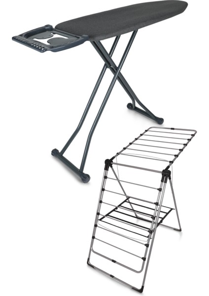 Silvia Ütü Masası Ironika Kalın Borulu Kurutmalık Set Antrasit