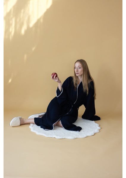 Loom 4 Katlı Çoban Dikşili Kadın Bornoz Lacivert fiyatları