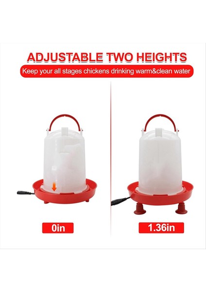 Kış Için 3l Isıtmalı Tavuk Suluk Otomatik Doldurma Tavuk Su Isıtıcısı Bacak Desteği ile 35W Isıtma Kümes Hayvanları Abd Plug (Yurt Dışından) fiyatları