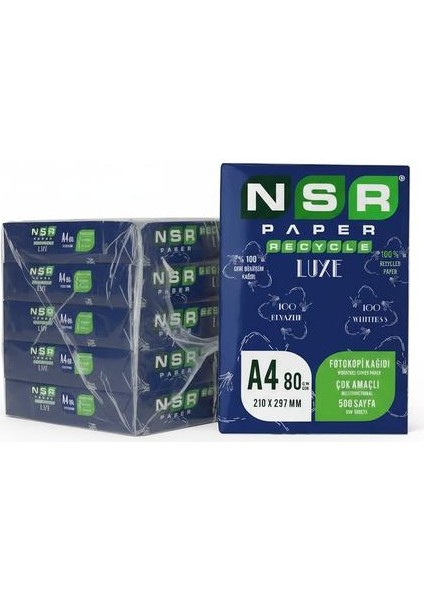Recycle Luxe A4 80 gr 2500 Yaprak Fotokopi Kağıdı %100 Geri Dönüşüm