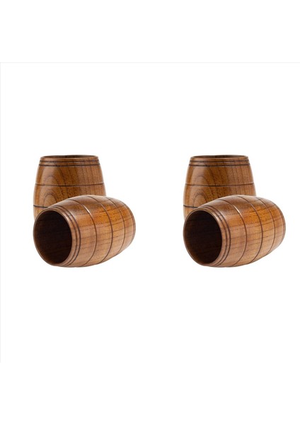 4 Parça Klasik Ahşap Varil Şekilli Bira Kupası El Yapımı Çay Bardak Kahve Sıcak Içecekler Süt Şarap 210 ml (Yurt Dışından)