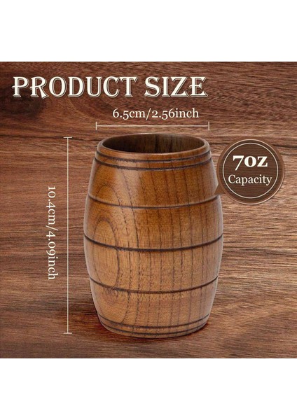4 Parça Klasik Ahşap Varil Şekilli Bira Kupası El Yapımı Çay Bardak Kahve Sıcak Içecekler Süt Şarap 210 ml (Yurt Dışından) modelleri