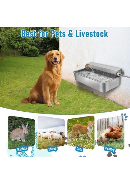 Otomatik Köpek Su Dağıtıcı, 2 Galon 304 Paslanmaz Çelik Büyük Köpek Su Kasesi Dispenser Iç/dış Mekan, Pet (Yurt Dışından) fiyatları