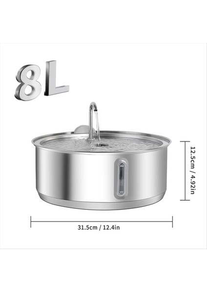 8l Büyük Kapasiteli Paslanmaz Çelik Kedi Su Çeşmesi Pet Su Sebili Filtre ile Köpek Içme Çeşmesi Kediler Için (Yurt Dışından) fiyatları