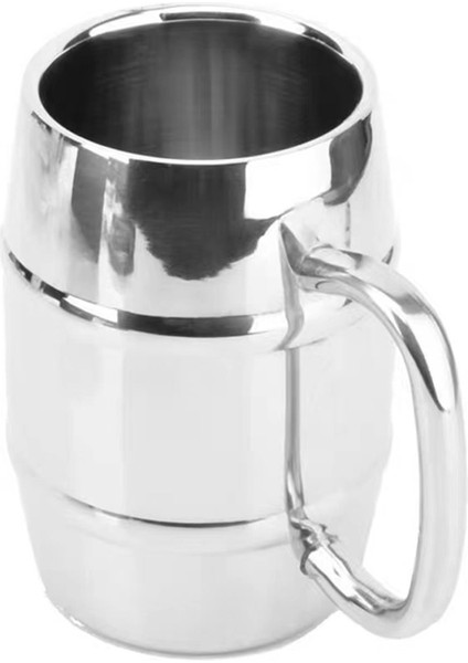 500 ml Çift Paslanmaz Çelik Bira Bardağı Açık Kamp Batı Kahve Kulplu Fincan Yalıtımlı Taşınabilir Su Bardağı Kupalar (Yurt Dışından)