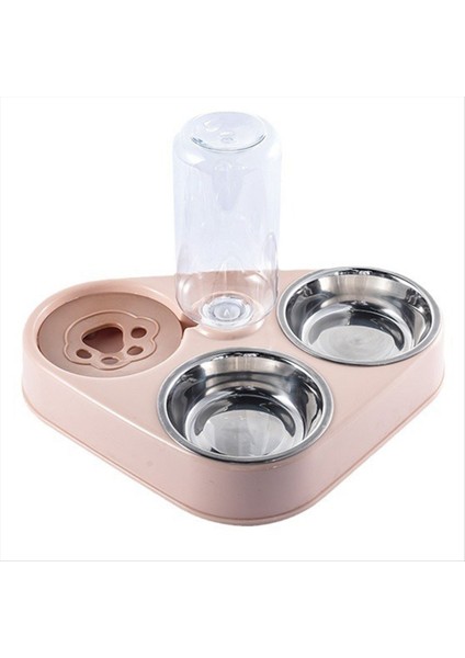 Pet Üç Kase Kedi ve Köpek Pirinç Havzası Devrilme Önleyici Otomatik Içme Suyu Kedi Suluk Evcil Hayvan Ürünleri Pembe (Yurt Dışından)