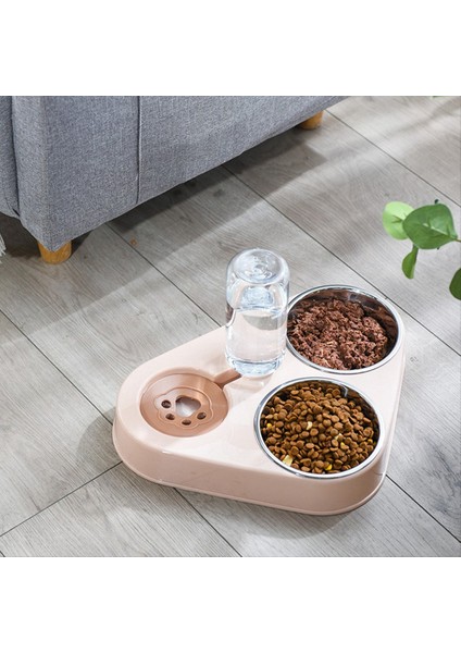 Pet Üç Kase Kedi ve Köpek Pirinç Havzası Devrilme Önleyici Otomatik Içme Suyu Kedi Suluk Evcil Hayvan Ürünleri Pembe (Yurt Dışından) fiyatları