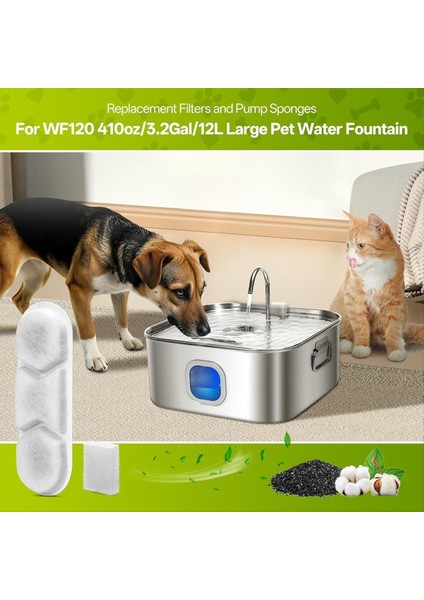 Pet Su Çeşmesi Yedek Filtreler 410OZ/3 2GAL/12L Su Çeşmesi Kedi Suluk Filtreleri ve Pompa Süngerleri A (Yurt Dışından) modelleri