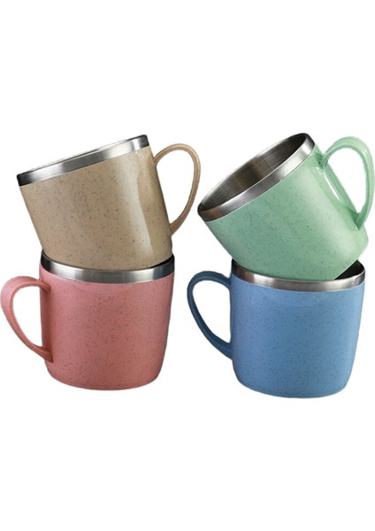 Çift Katmanlı Haşlanma Önleyici Paslanmaz Çelik Bardak Plastik Saplı Kahve Süt Kupa Içecekler Su Bardağı Ev Ofis Tumbler (Yurt Dışından)