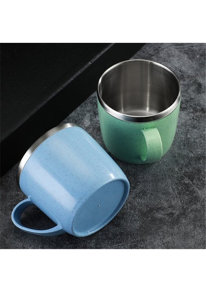 Çift Katmanlı Haşlanma Önleyici Paslanmaz Çelik Bardak Plastik Saplı Kahve Süt Kupa Içecekler Su Bardağı Ev Ofis Tumbler (Yurt Dışından) fırsatları