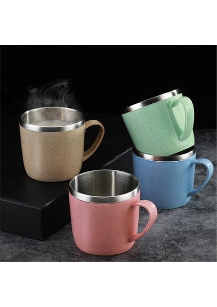 Çift Katmanlı Haşlanma Önleyici Paslanmaz Çelik Bardak Plastik Saplı Kahve Süt Kupa Içecekler Su Bardağı Ev Ofis Tumbler (Yurt Dışından) indirimleri