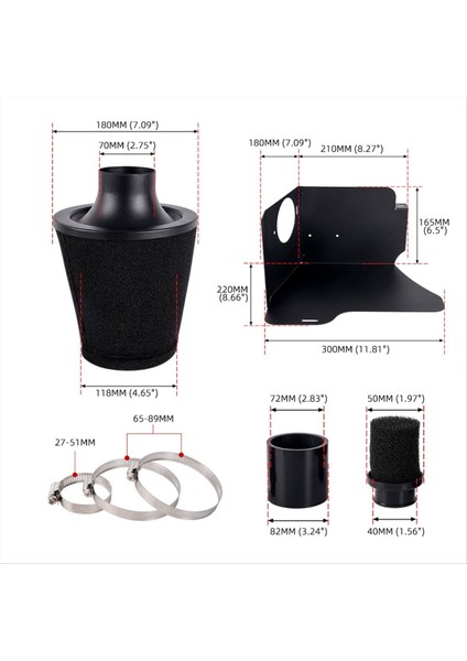 Araba Universal 76MM Hava Filtresi Tarzı Filtre Araç Modifiye Parçalar 76MM Filtre (Yurt Dışından) fiyatları