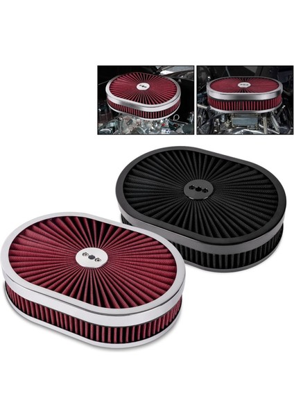 Araba Oval Hava Temizleyici Filtresi 12X2INCH Hava Filtre Akış Temizleyicisi 5-1/8 Inç Arayüz Boyun Siyah (Yurt Dışından) fiyatları