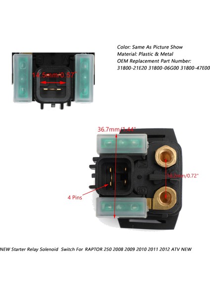 Suzuki VZ800 VZ800Z Mreauder 1997-2009 Motosiklet Yeni 31800-21E20 Için Başlangıç Röle Solenoid (Yurt Dışından) fırsatları