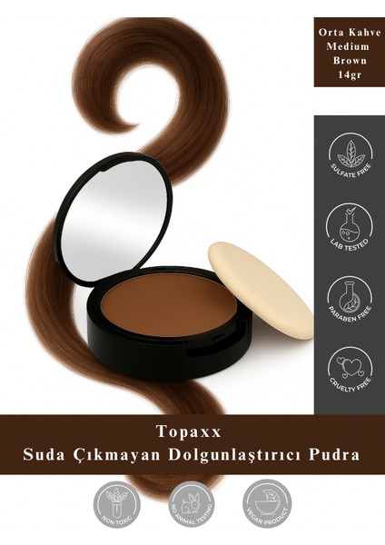 Orta Kahve/Medium Brown Suda Çıkmayan Saç Sakal Dolgunlaştırıcı Topik Pudra 14 gr
