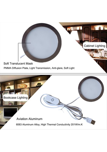 LED Dolap Diski Işık Ekran Kılıfı Raf Sayaç Aydınlatma Karavan Iç Spot Lamba ile 5VUSB Anahtar, B (Yurt Dışından) indirimleri