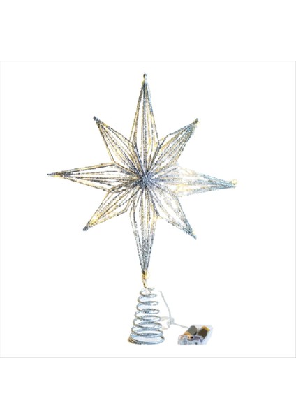 Noel Ağacı Toppers Star LED Lamba Ev Süsleri Için Noel Dekorasyonları Sekiz Sonraki Yıldız Ağacı Işığı, Gümüş (Yurt Dışından)