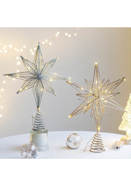 Noel Ağacı Toppers Star LED Lamba Ev Süsleri Için Noel Dekorasyonları Sekiz Sonraki Yıldız Ağacı Işığı, Gümüş (Yurt Dışından) fiyatları