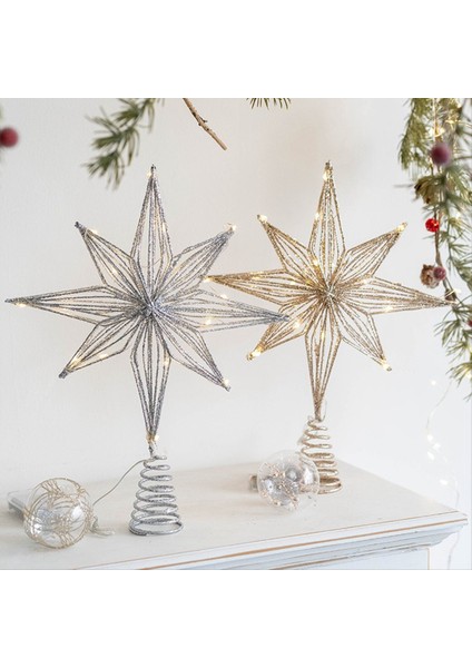Noel Ağacı Toppers Star LED Lamba Ev Süsleri Için Noel Dekorasyonları Sekiz Sonraki Yıldız Ağacı Işığı, Gümüş (Yurt Dışından) fırsatları