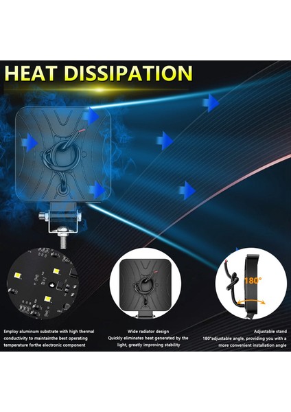 Kamyon Traktörü Için LED Iş Işıkları, 3 Inç Kare LED Işık Kapsülleri Su Geçirmez LED Offroad Işık Çubuğu Araba Teknesi Atv Utv Rv (Yurt Dışından) indirimleri
