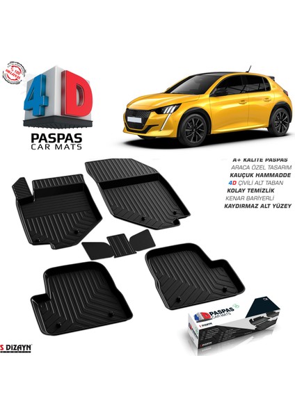 Peugeot 208 4D Havuzlu Paspas 2019 Üzeri A+Kalite fırsatları