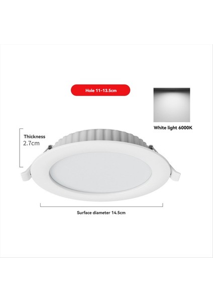 6pcs 12W LED Düşük Düşük Gerçekleştirilmiş Yuvarlak Tavan Spot Kapalı Yatak Odası Ev Dekoratif Aydınlatma Beyaz Işık (Yurt Dışından) fiyatları