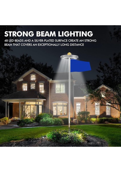 Bayrak Direği Işık Güneş Enerjili Spot Işığı Dış Mekan, 48 LED Su Geçirmez Güneş Bayrak Direği Işık, Üst Monte Bayrak Direği Güneş Işığı (Yurt Dışından) fırsatları