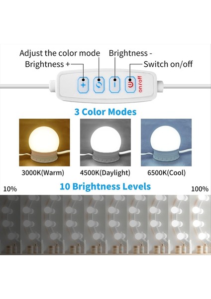 Makyaj Masası Banyo Soyunma Odası Için 14 Dimmable Ampul, 10 Parlaklık Seviyesi Ayarlanabilir LED Vanity Ayna Işıkları (Yurt Dışından) fiyatları