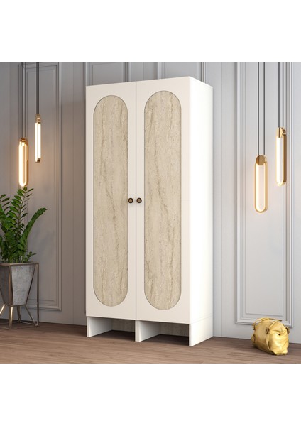 Münih 2 Kapaklı (44) Gardırop Krem / Traverten Mermer fiyatları