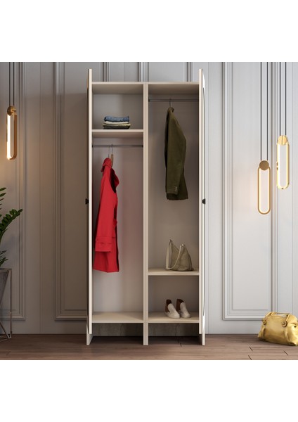 Münih 2 Kapaklı (33) Gardırop Krem / Traverten Mermer indirimleri