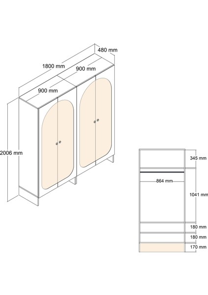 Münih 4 Kapaklı (11) Gardırop Krem / Traverten Mermer fırsatları